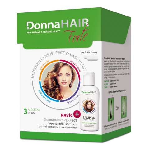 Donna Hair Forte 3 měsíční kúra 90 tob. + Šampon 100 ml dárková sada